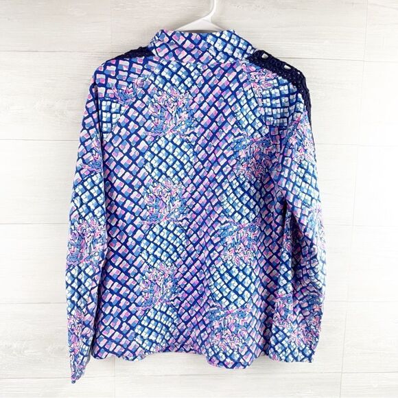 Lilly Pulitzer Skipper Royal Purple Popover 1/2 Zip Sweatshirt Top - Picture 8 of 10